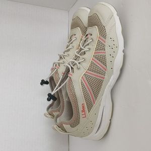 L.L. Bean Mesh Water Sport Toggle Lace Athletic Sneaker 7.5M Tan Pink